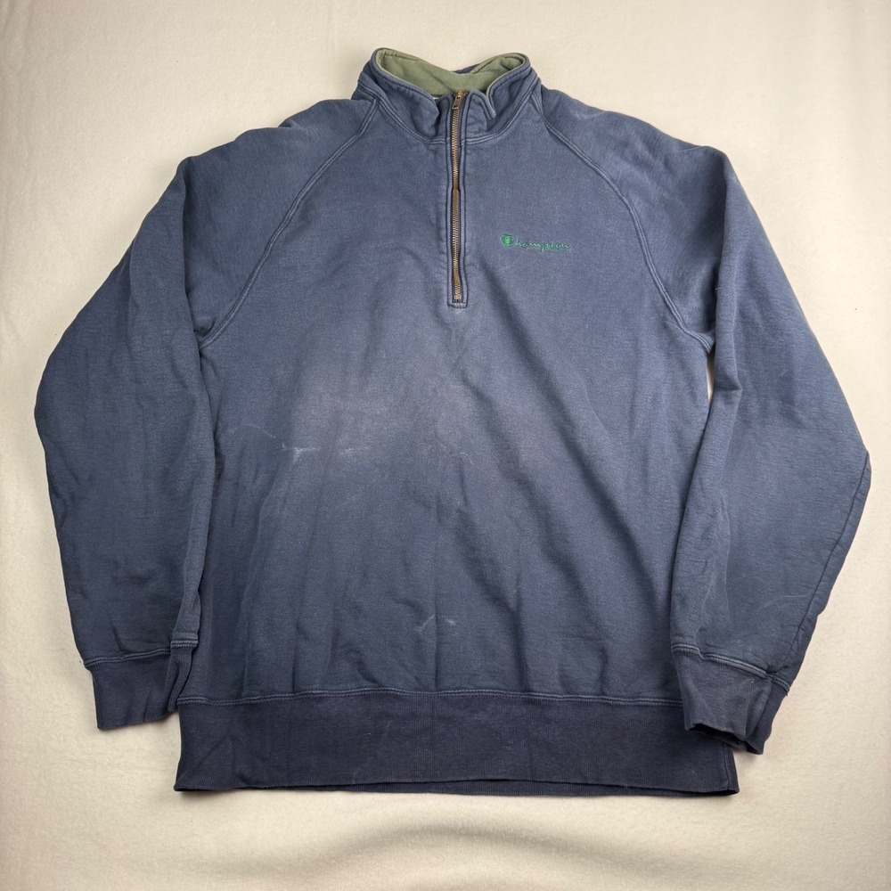 Vintage Champion Quarter Zip Sweatshirt Mens XXL Navy Blue Made in USA